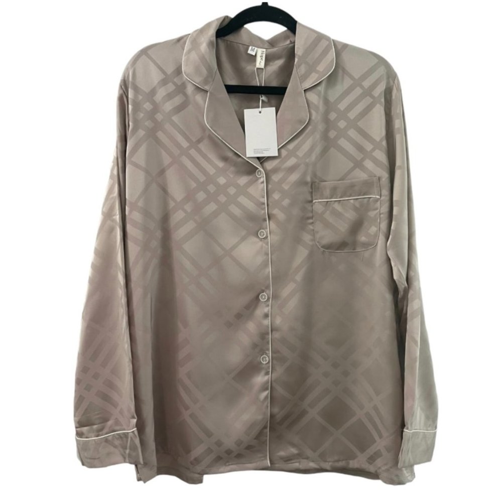 NWT Hope Horizon 2 Piece Geometric Print Pajama Set Grey/Mauve Size Medium